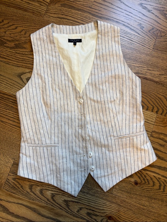 rag & bone Tops - Rag & Bone Ethel Grey and Linen Striped Vest, 10